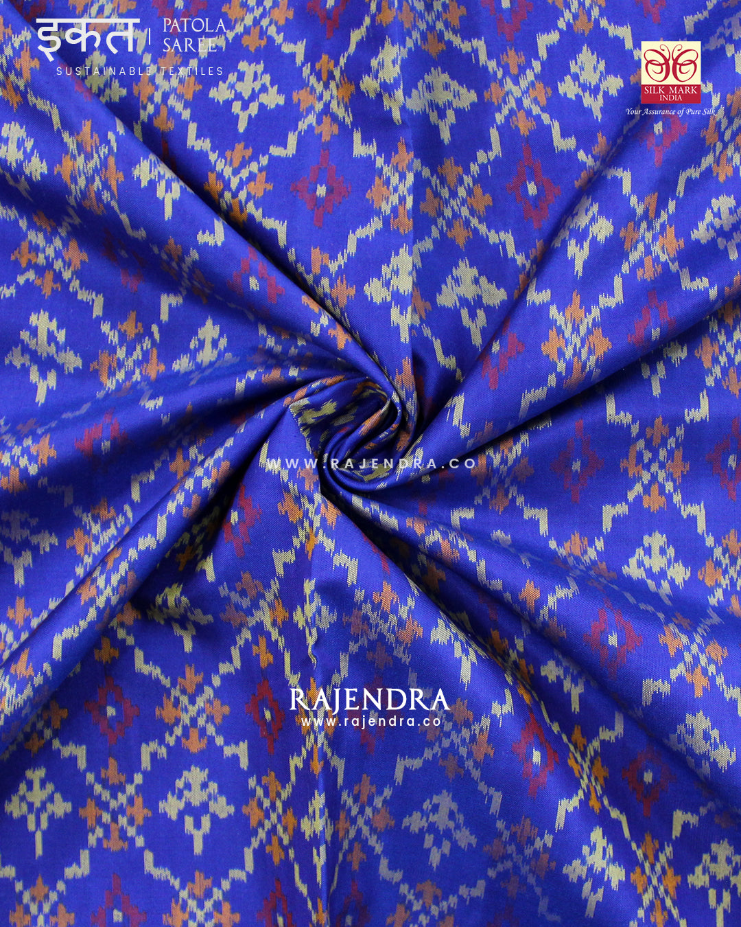 Traditional Buttonful Bhat Blue Single Ikat Rajkot Patola Saree