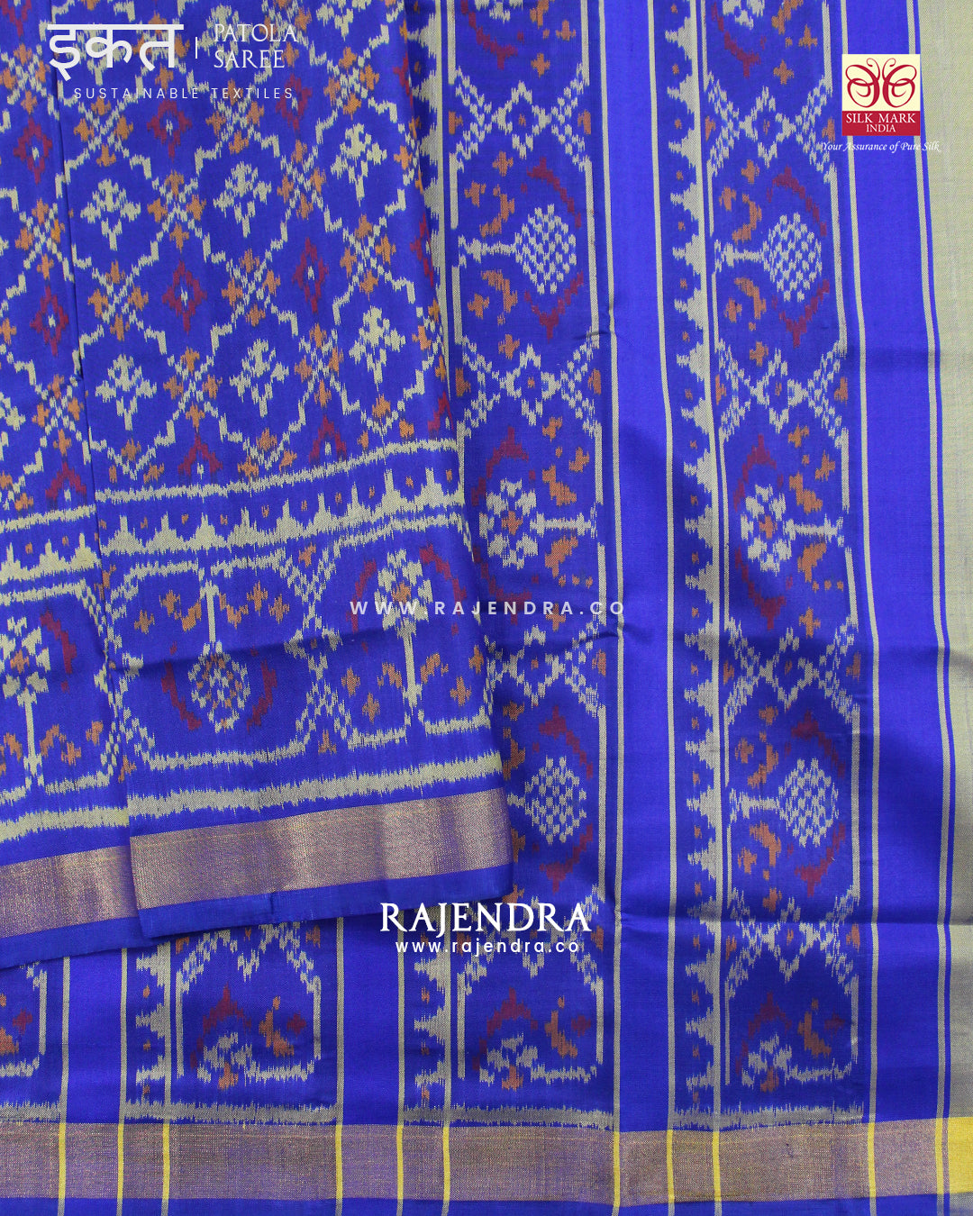 Traditional Buttonful Bhat Blue Single Ikat Rajkot Patola Saree