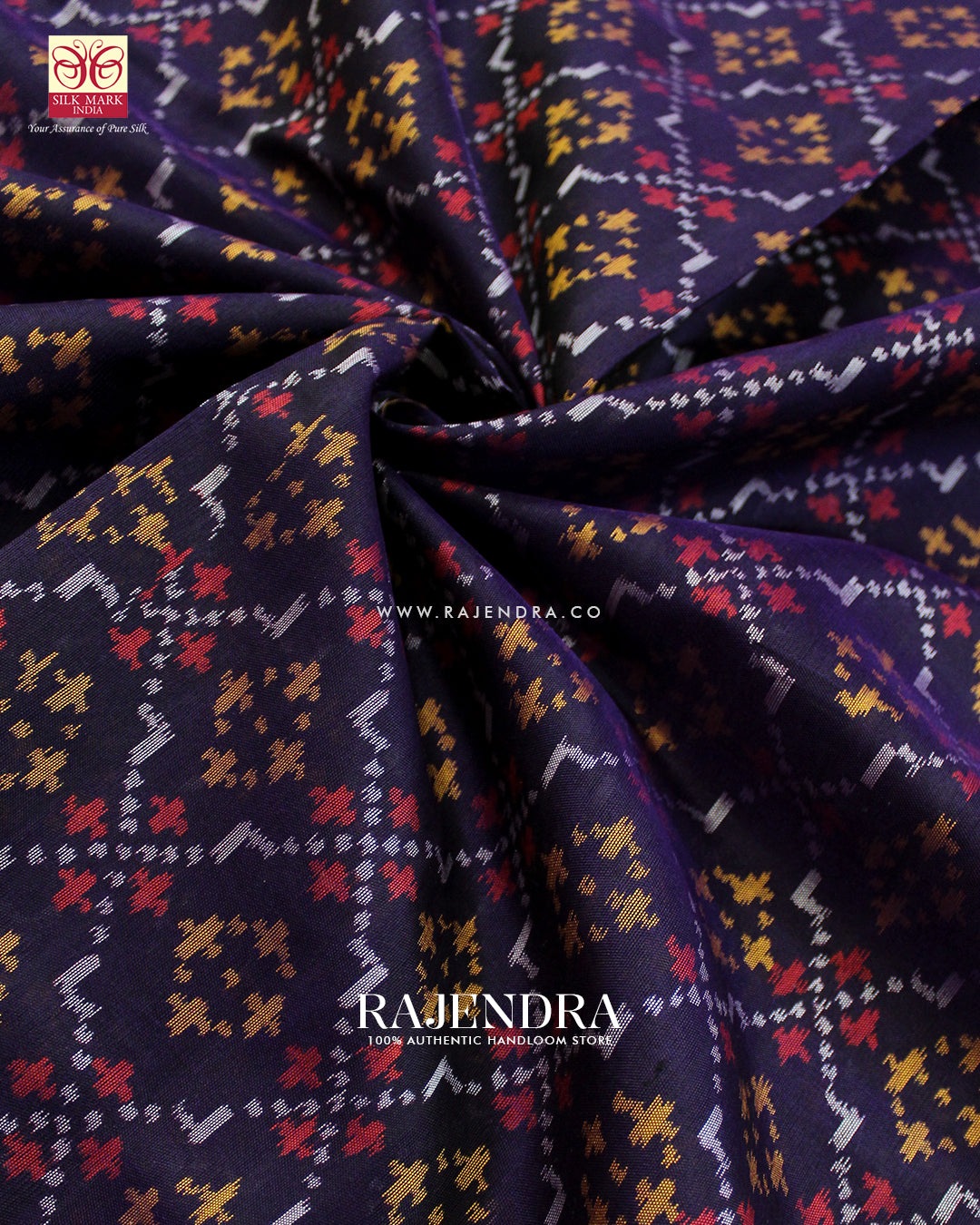 Traditional Buttonful Design Dark Purple Single Ikat Rajkot Patola Saree