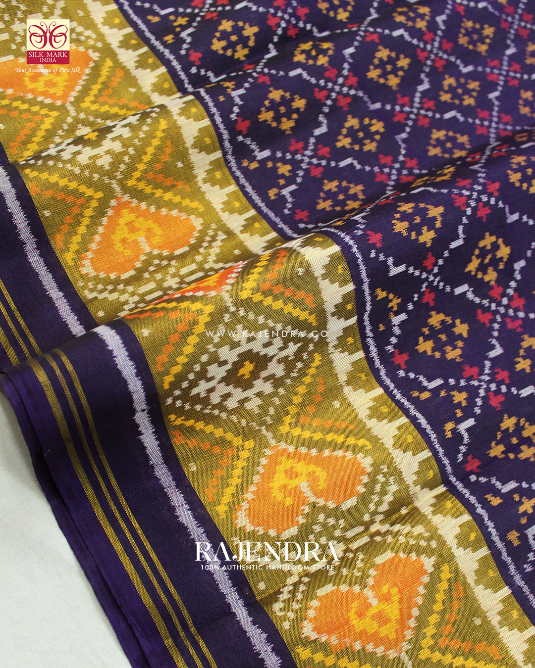 Traditional Buttonful Design Dark Purple Single Ikat Rajkot Patola Saree