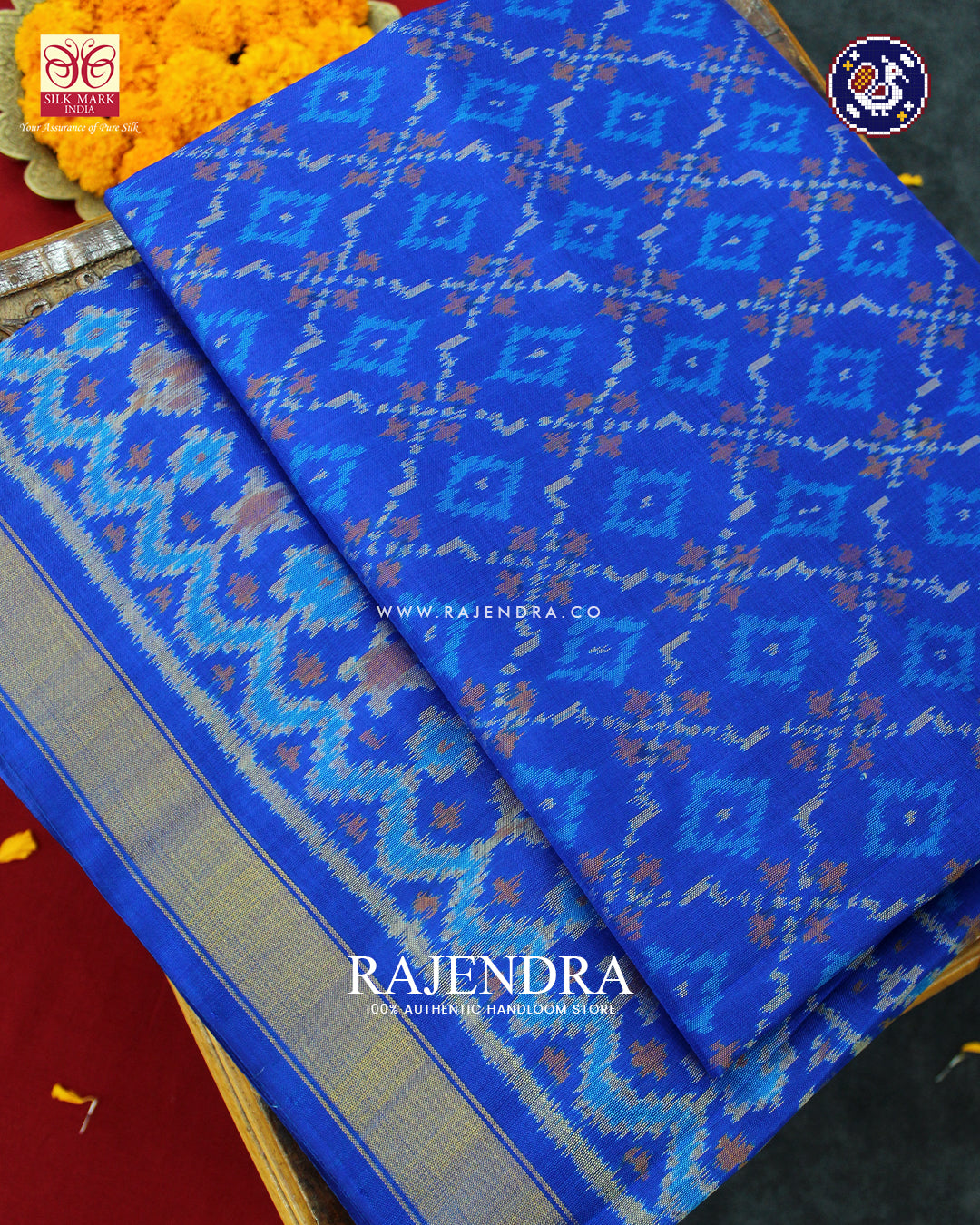 Traditional Buttonful Design Blue Rajkot Patola Saree