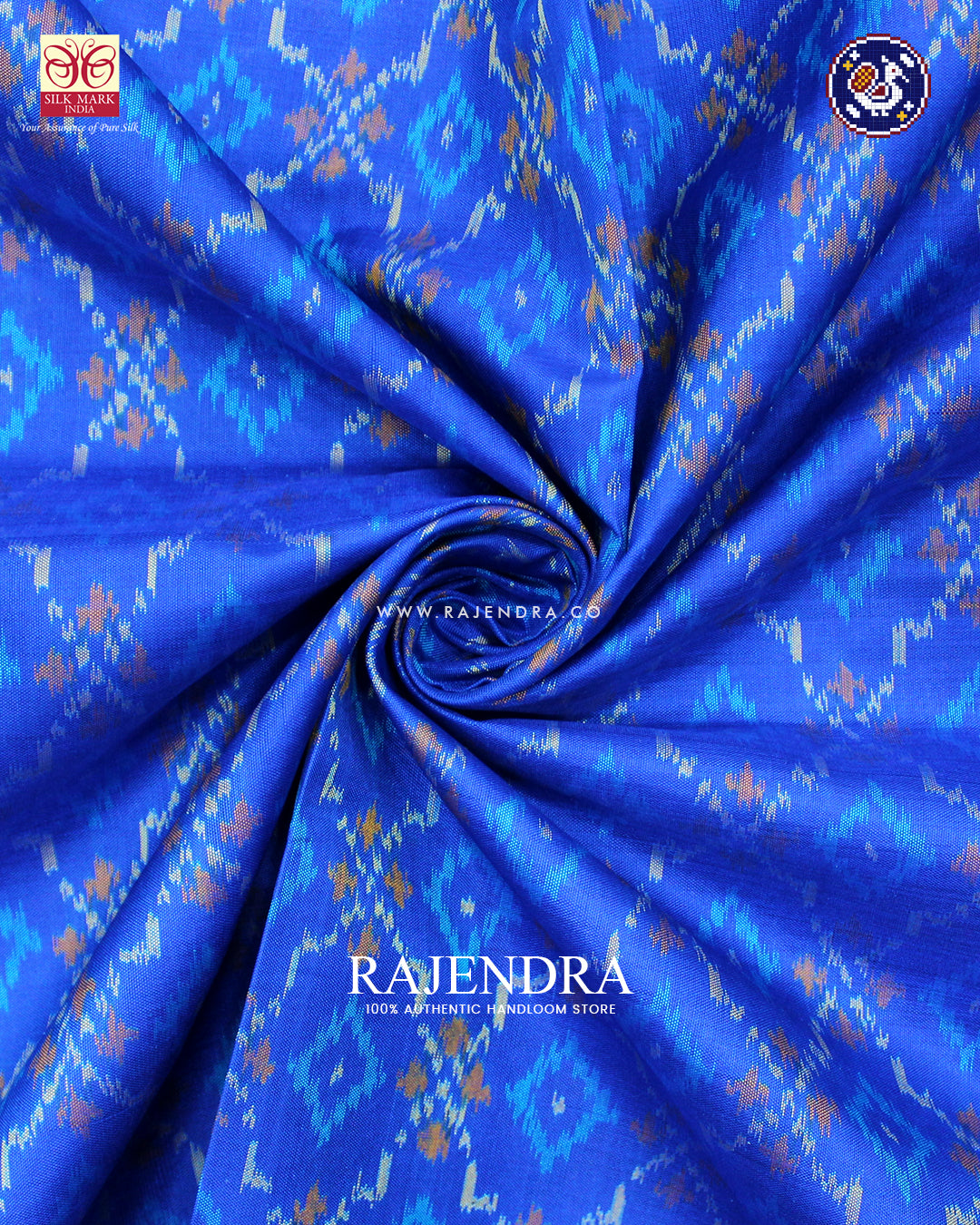 Traditional Buttonful Design Blue Rajkot Patola Saree