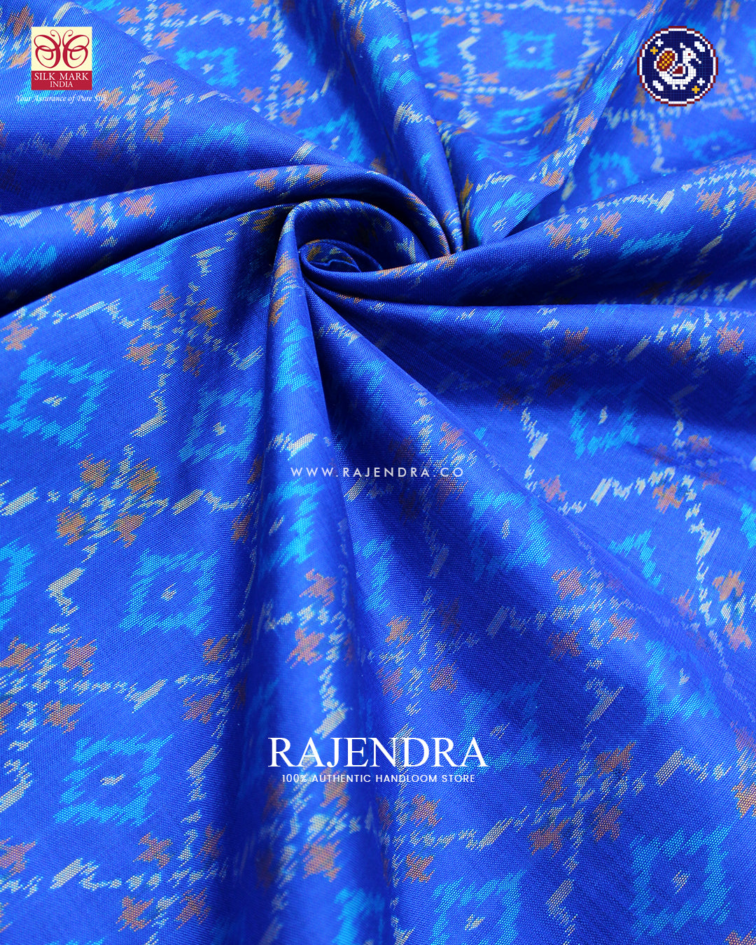 Traditional Buttonful Design Blue Rajkot Patola Saree