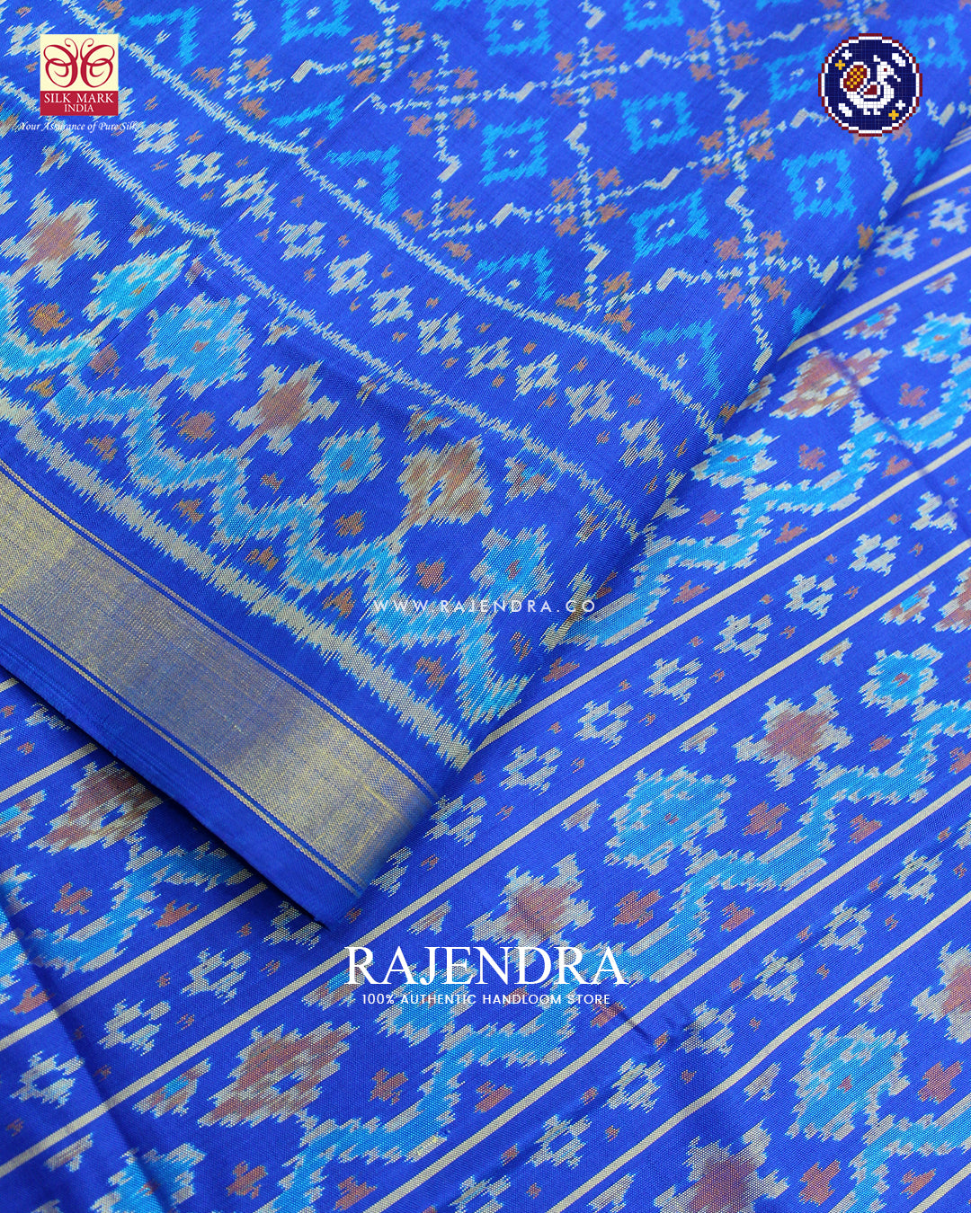 Traditional Buttonful Design Blue Rajkot Patola Saree