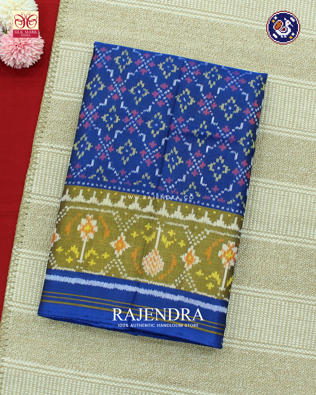 Traditional Buttonful Design Blue Rajkot Patola Saree