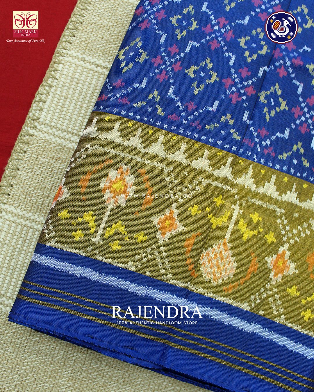Traditional Buttonful Design Blue Rajkot Patola Saree