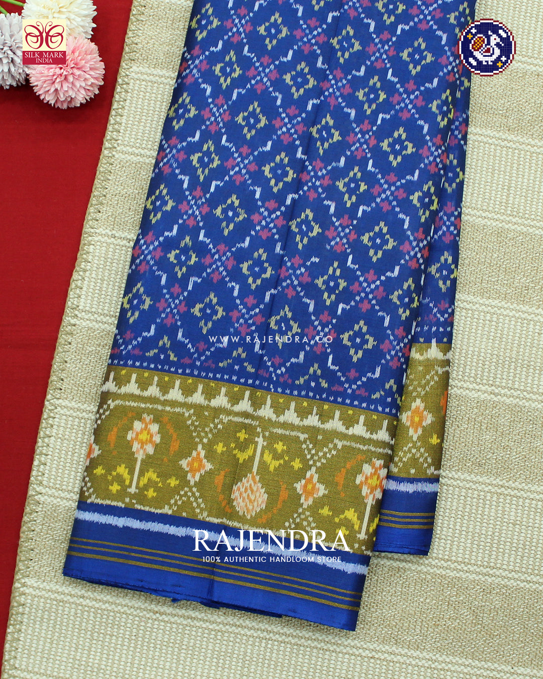 Traditional Buttonful Design Blue Rajkot Patola Saree