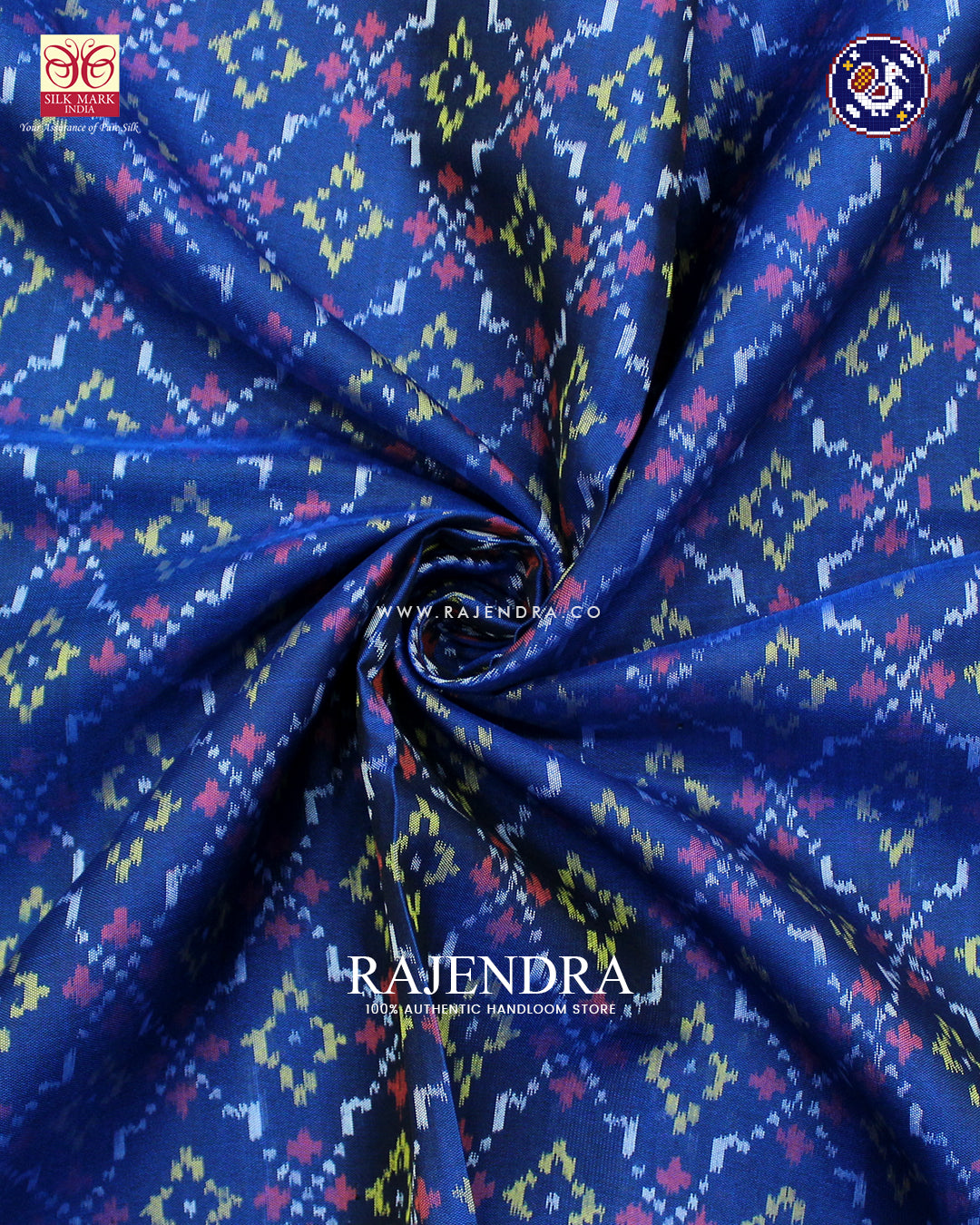Traditional Buttonful Design Blue Rajkot Patola Saree