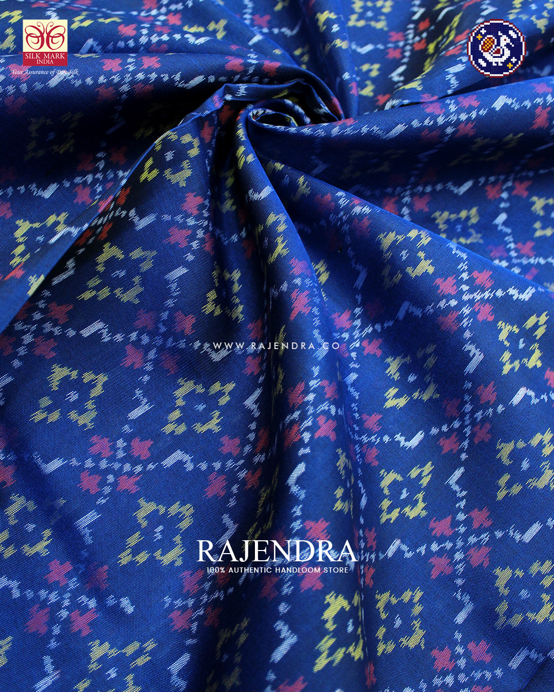 Traditional Buttonful Design Blue Rajkot Patola Saree