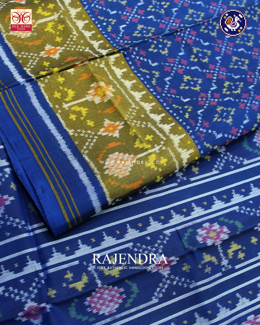 Traditional Buttonful Design Blue Rajkot Patola Saree