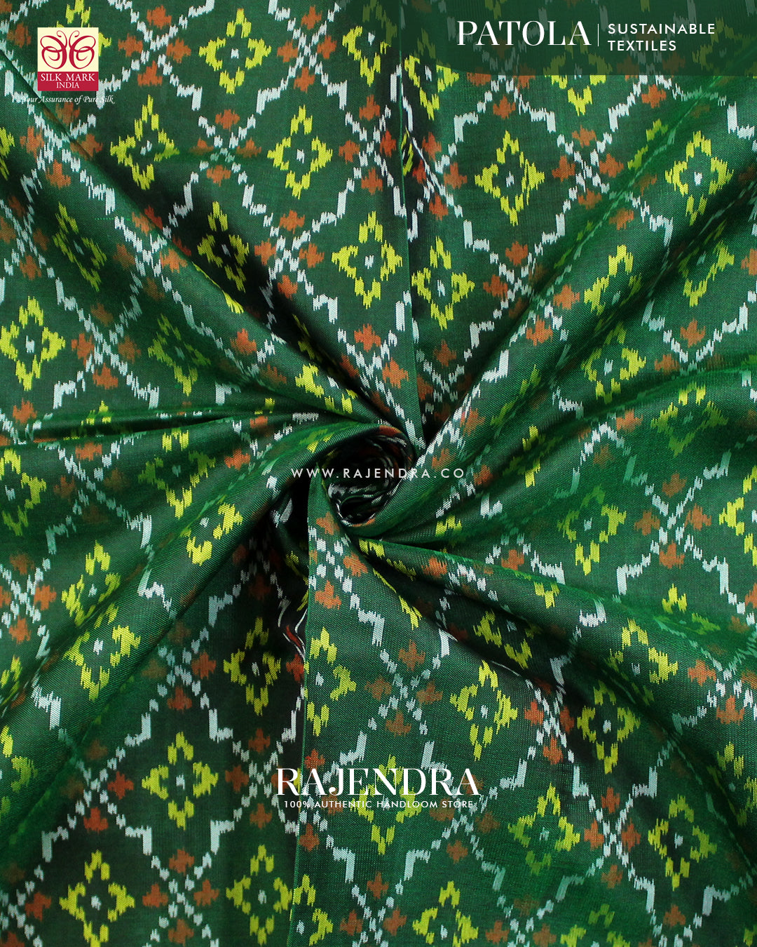 Traditional Buttonful Design Green Single Ikat Rajkot Patola Saree