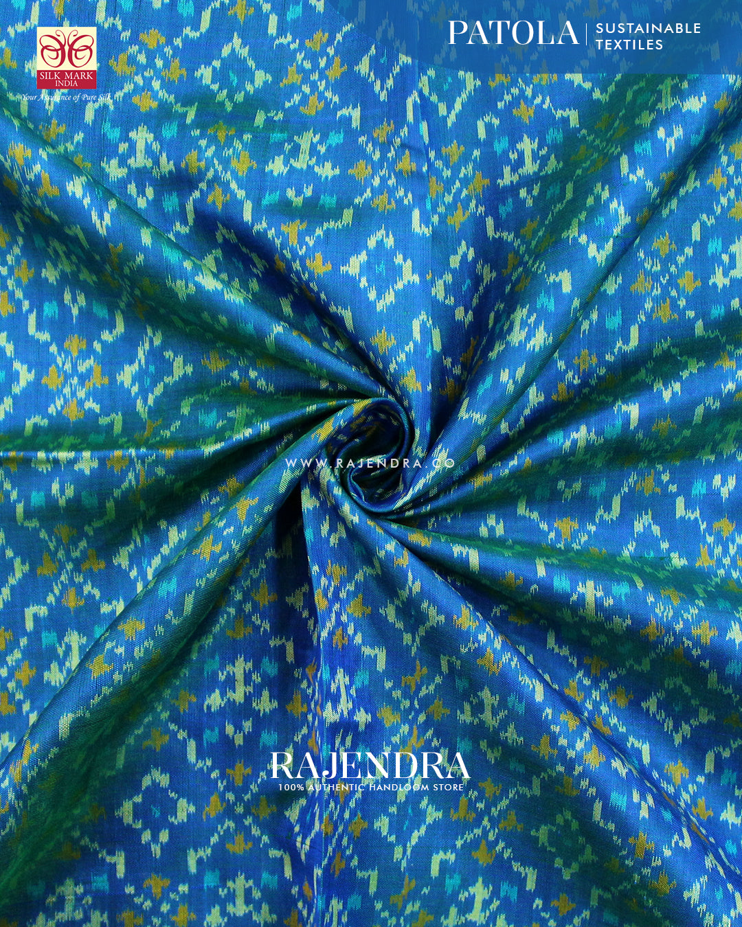 Traditional Buttonful Design Light Blue Single Ikat Rajkot Patola Saree