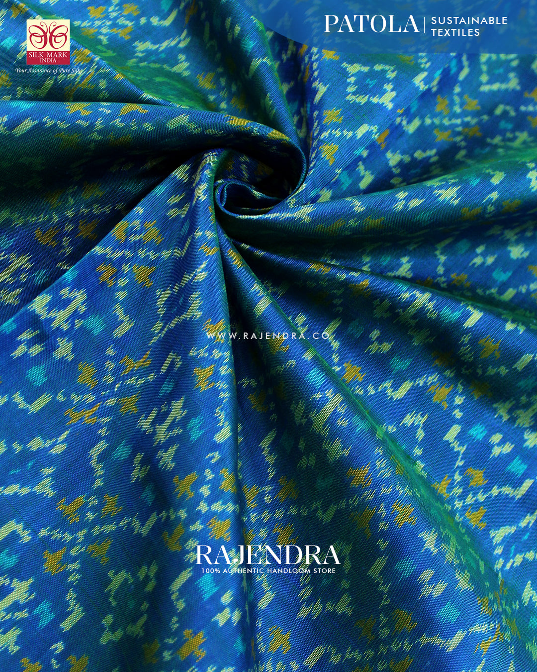 Traditional Buttonful Design Light Blue Single Ikat Rajkot Patola Saree