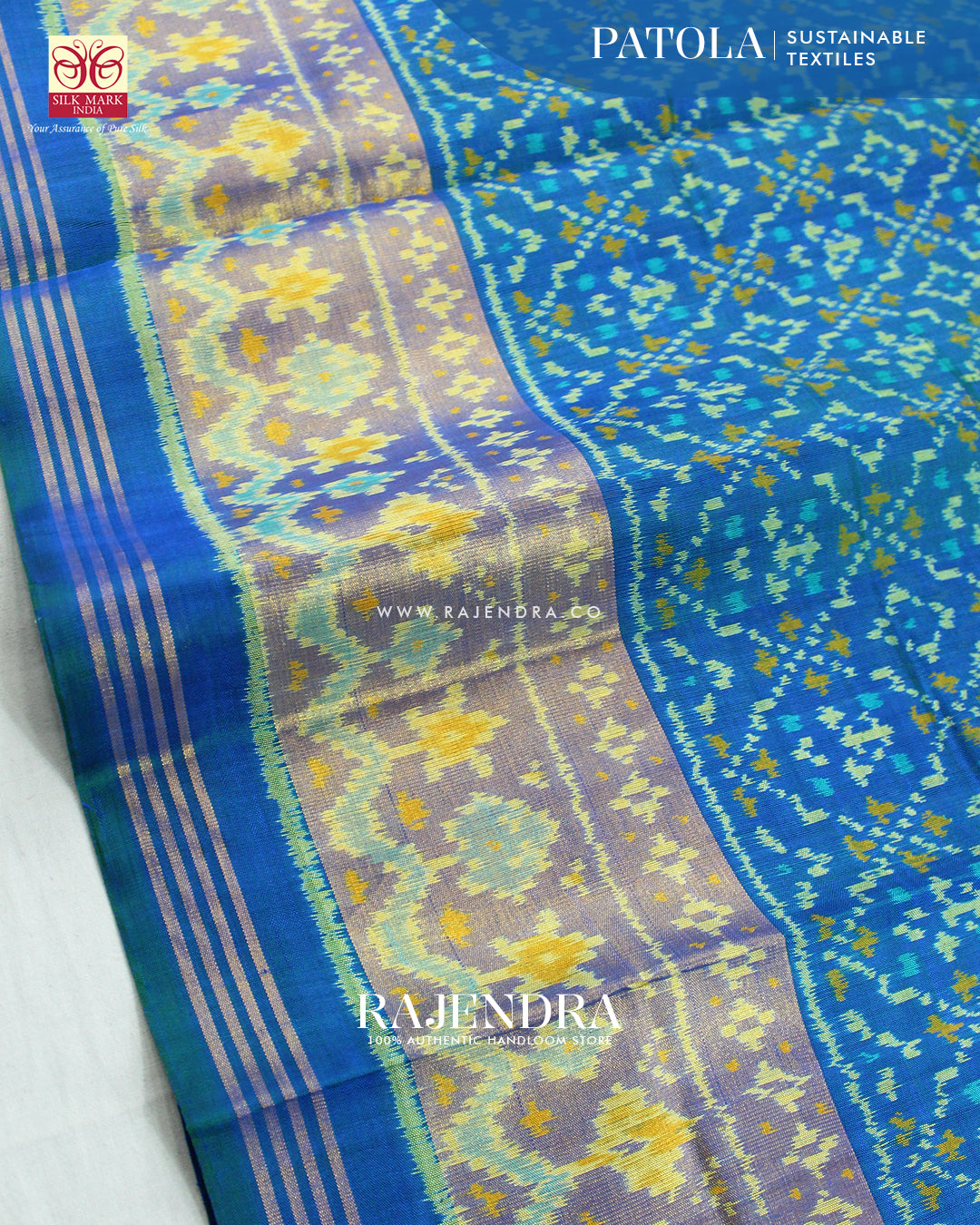Traditional Buttonful Design Light Blue Single Ikat Rajkot Patola Saree