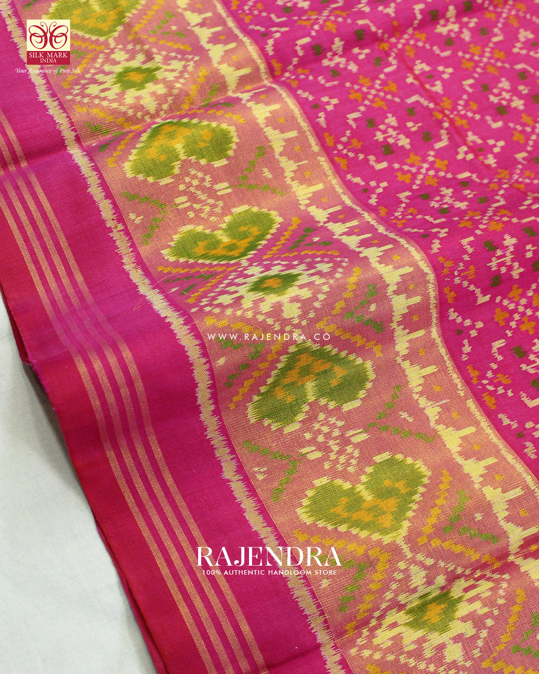 Traditional Buttonful Design Pink Single Ikat Rajkot Patola Saree