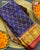 Traditional Buttonful Design Red and Blue Single Ikat Rajkot Patola Saree