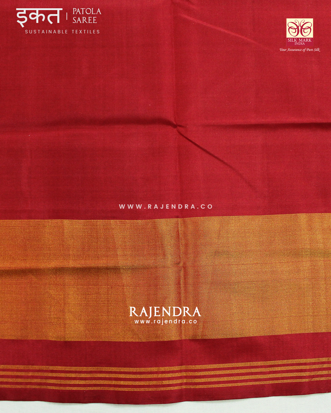 Traditional Buttonful Design Red and Blue Single Ikat Rajkot Patola Saree