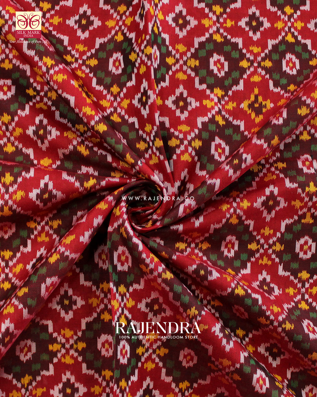 Traditional Buttonful Design Red Ikat Rajkot Patola Saree