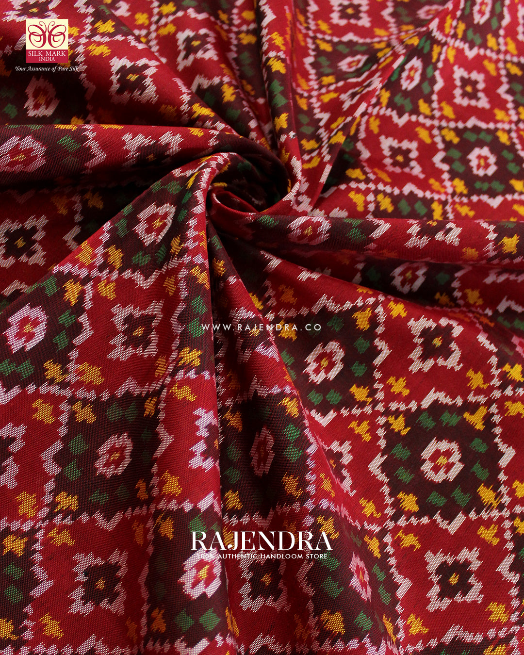 Traditional Buttonful Design Red Ikat Rajkot Patola Saree