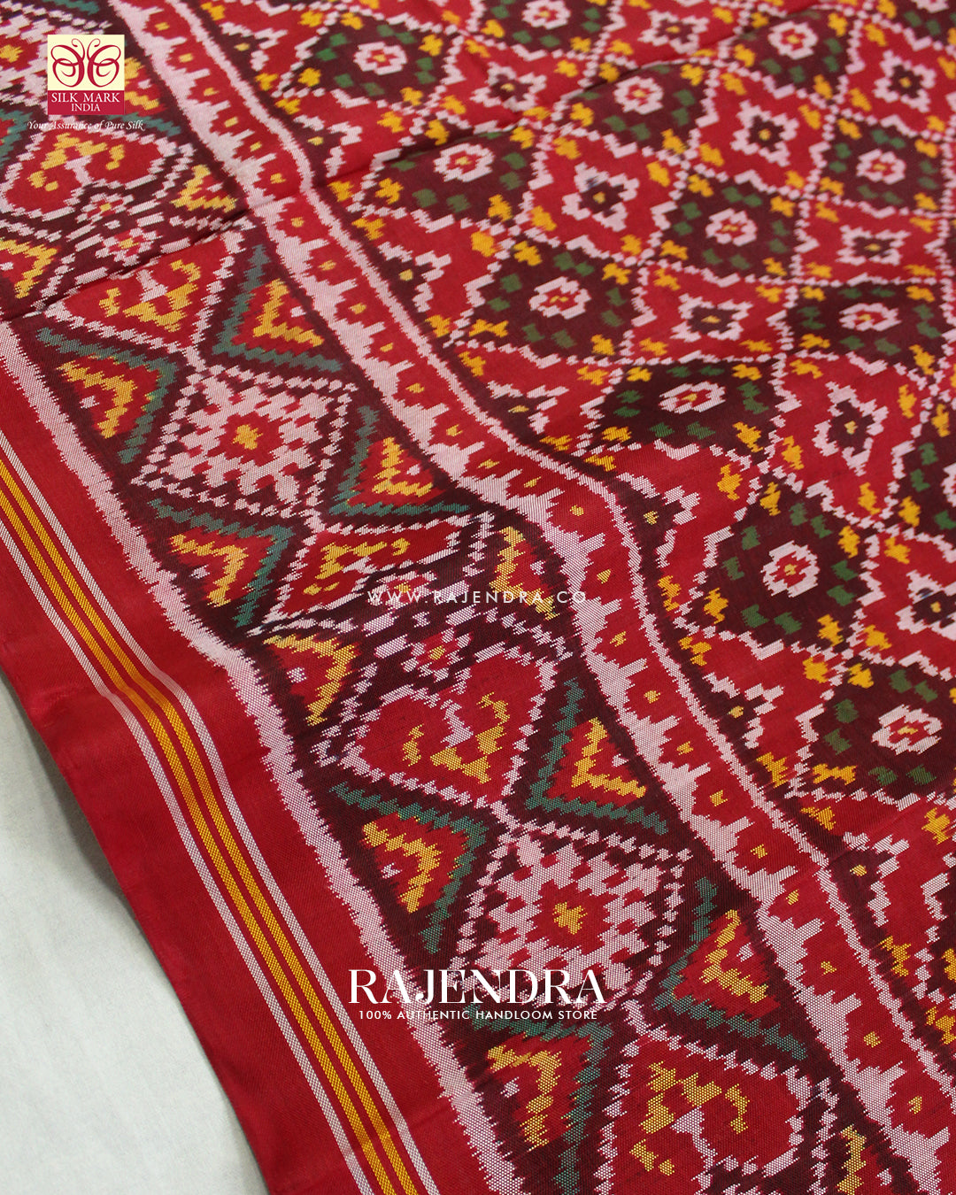 Traditional Buttonful Design Red Ikat Rajkot Patola Saree