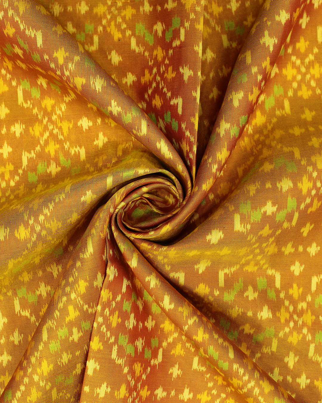 Traditional Buttonful Design Green Mustard Rajkot Patola Saree