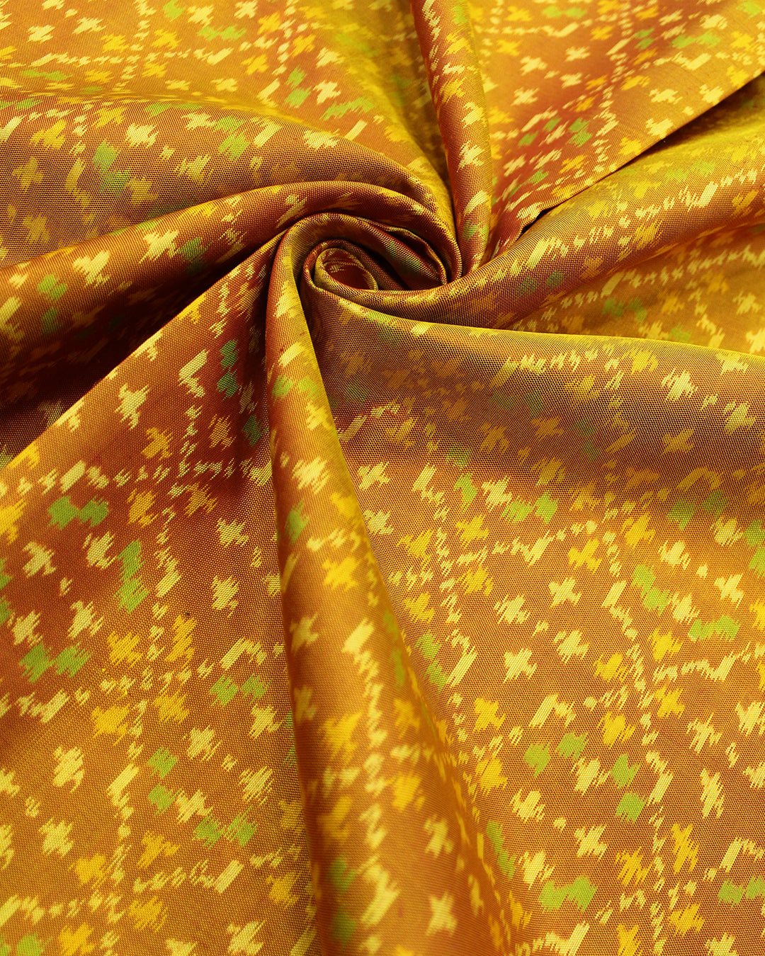 Traditional Buttonful Design Green Mustard Rajkot Patola Saree