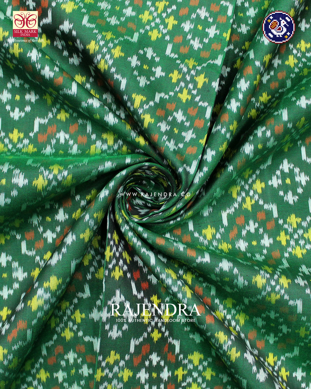 Traditional Buttonful Design Green Rajkot Patola Saree