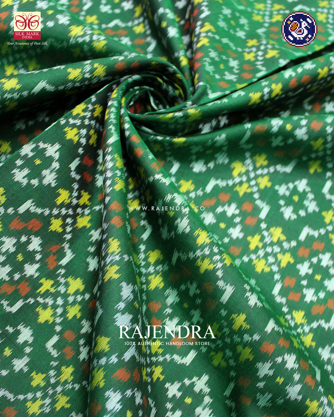 Traditional Buttonful Design Green Rajkot Patola Saree