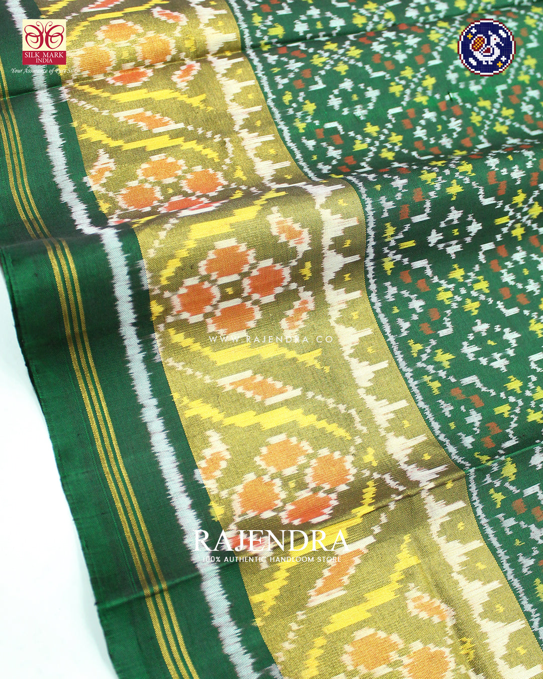 Traditional Buttonful Design Green Rajkot Patola Saree