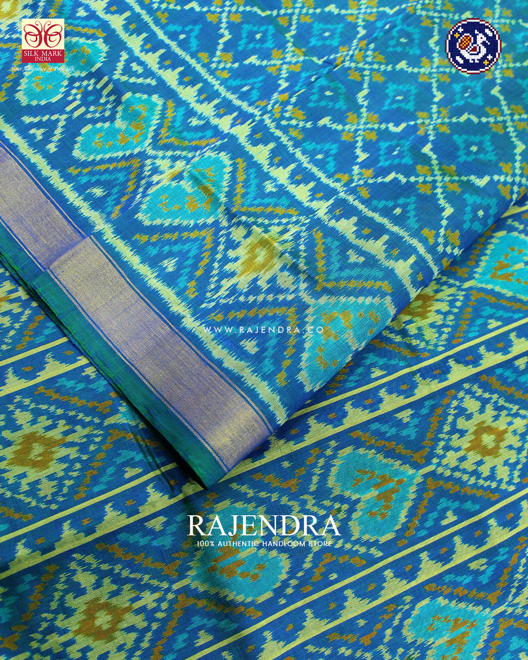 Traditional Buttonful Design Light Blue Rajkot Patola Saree