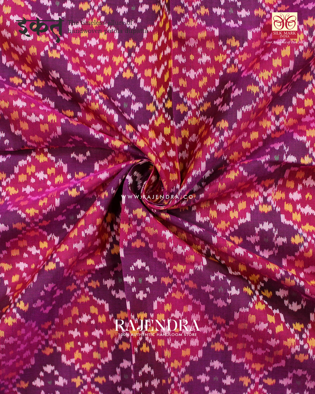 Exclusive Buttonful Design Magenta Ikat Rajkot Patola Dupatta