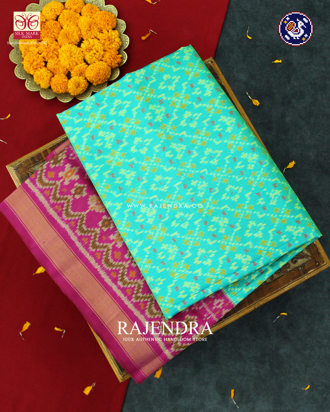 Traditional Navratna Design Pink and Pista Green Rajkot Patola Saree