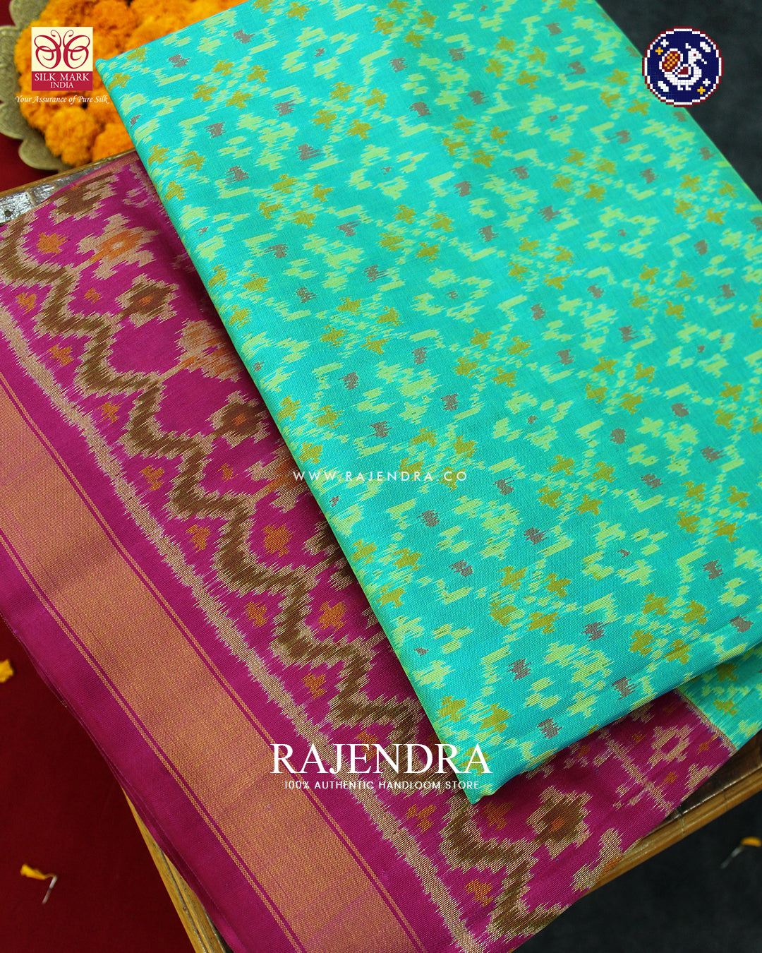 Traditional Navratna Design Pink and Pista Green Rajkot Patola Saree