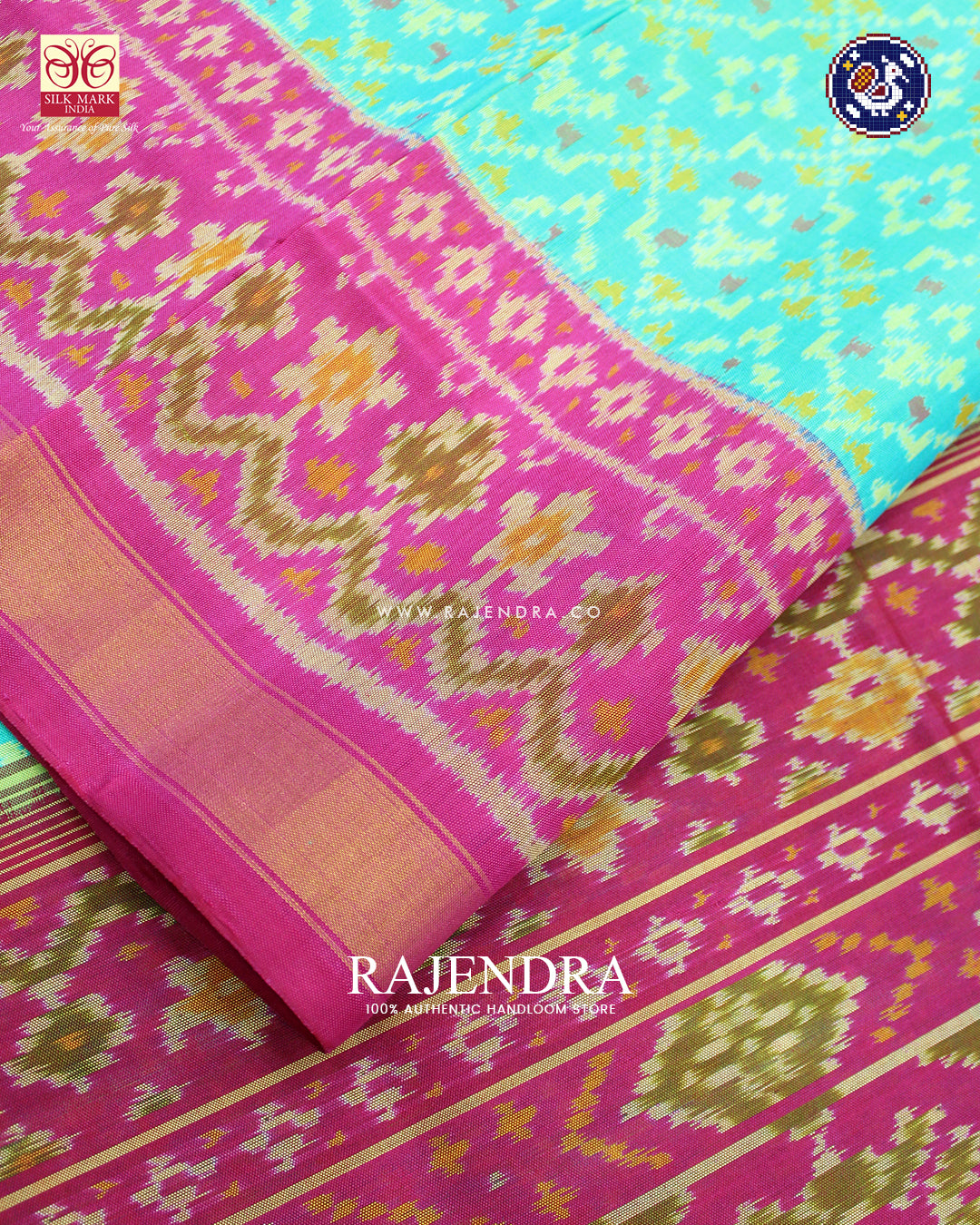 Traditional Buttonful Design Pink and Pista Green Rajkot Patola Saree