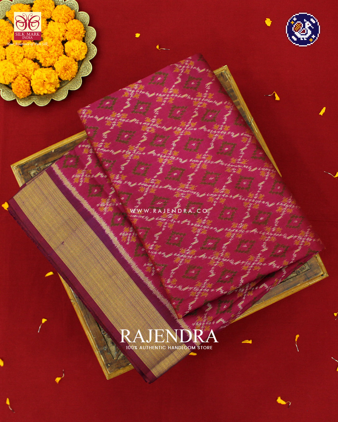 Traditional Buttonful Design Pink and Purple Rajkot Patola Saree