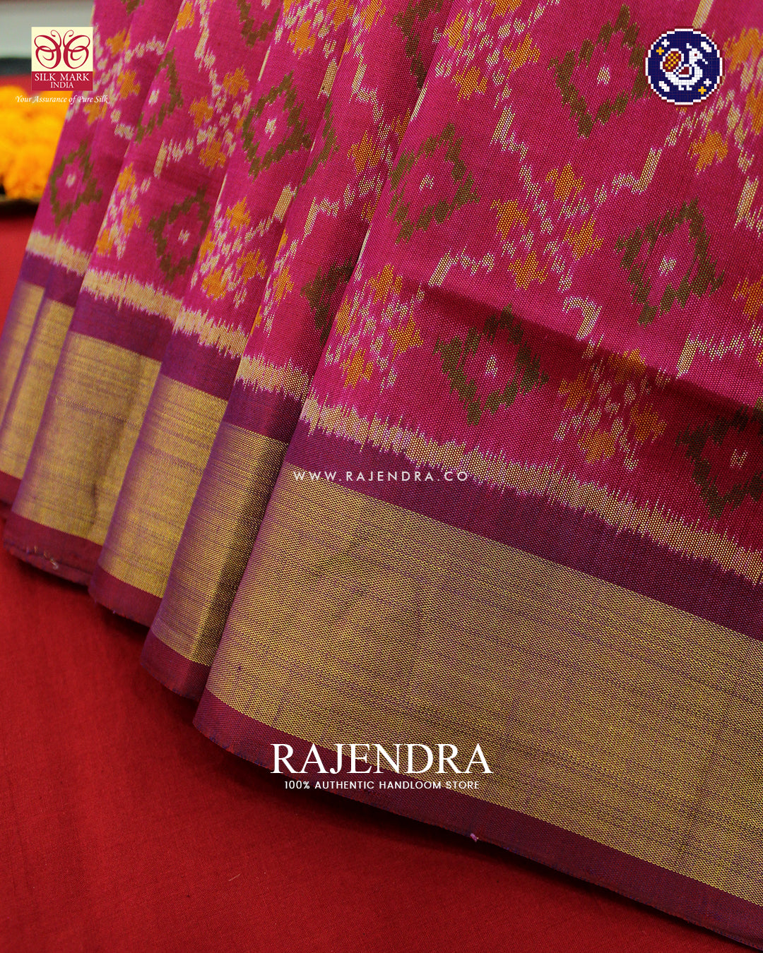 Traditional Buttonful Design Pink and Purple Rajkot Patola Saree