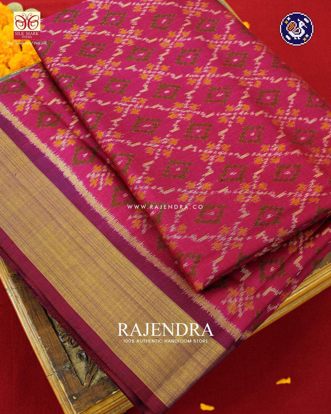 Traditional Buttonful Design Pink and Purple Rajkot Patola Saree