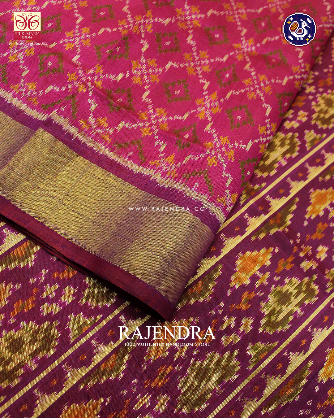 Traditional Buttonful Design Pink and Purple Rajkot Patola Saree
