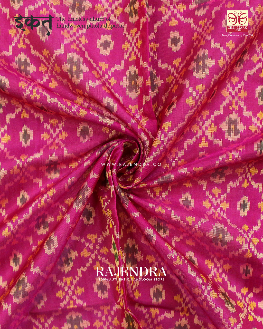 Traditional Buttonful Design Pink Single Ikat Rajkot Patola Dupatta