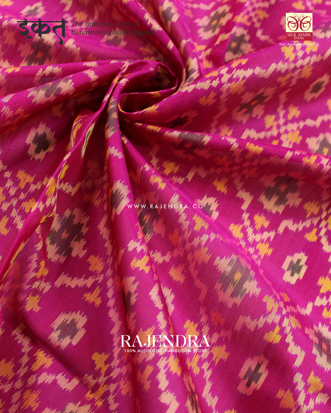 Traditional Buttonful Design Pink Single Ikat Rajkot Patola Dupatta