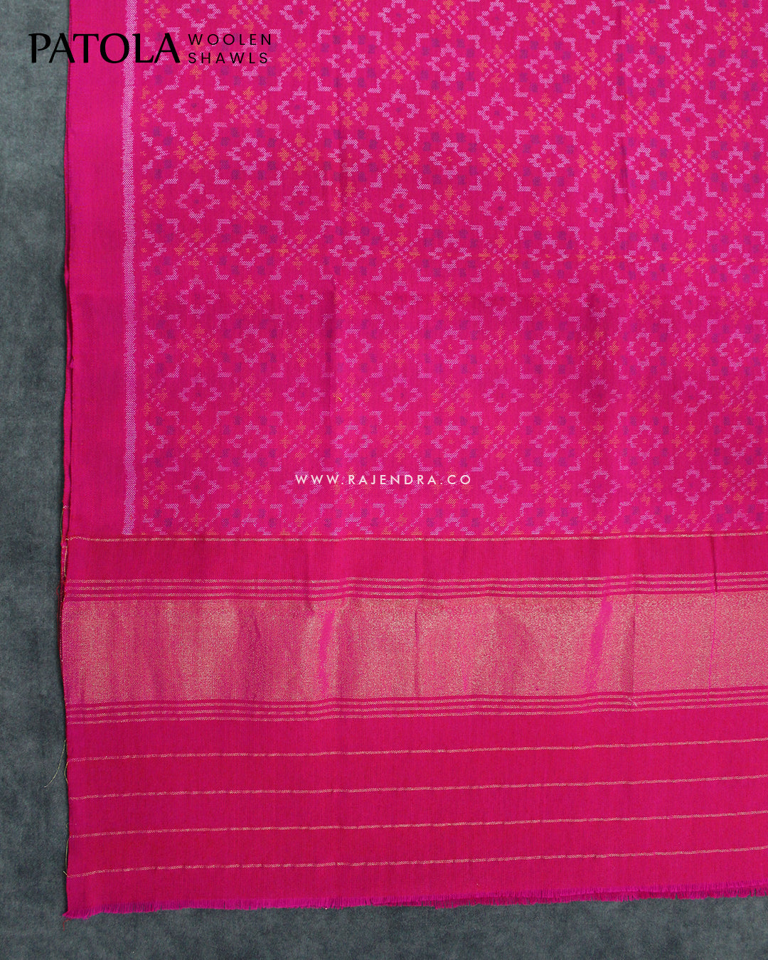 Handwoven Buttonful Design Pink Woolen Patola Shawls