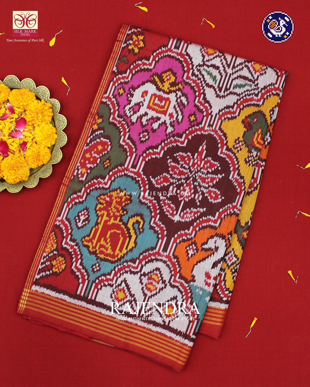 Exclusive 5 Figure Multicolour Ikat Rajkot Patola