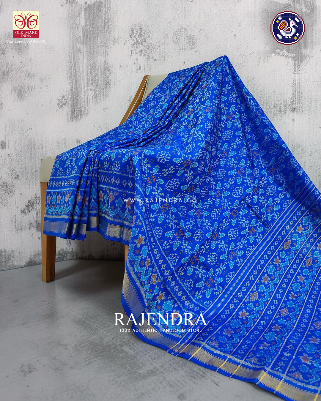 Traditional Chabadi Design Blue Rajkot Patola Saree