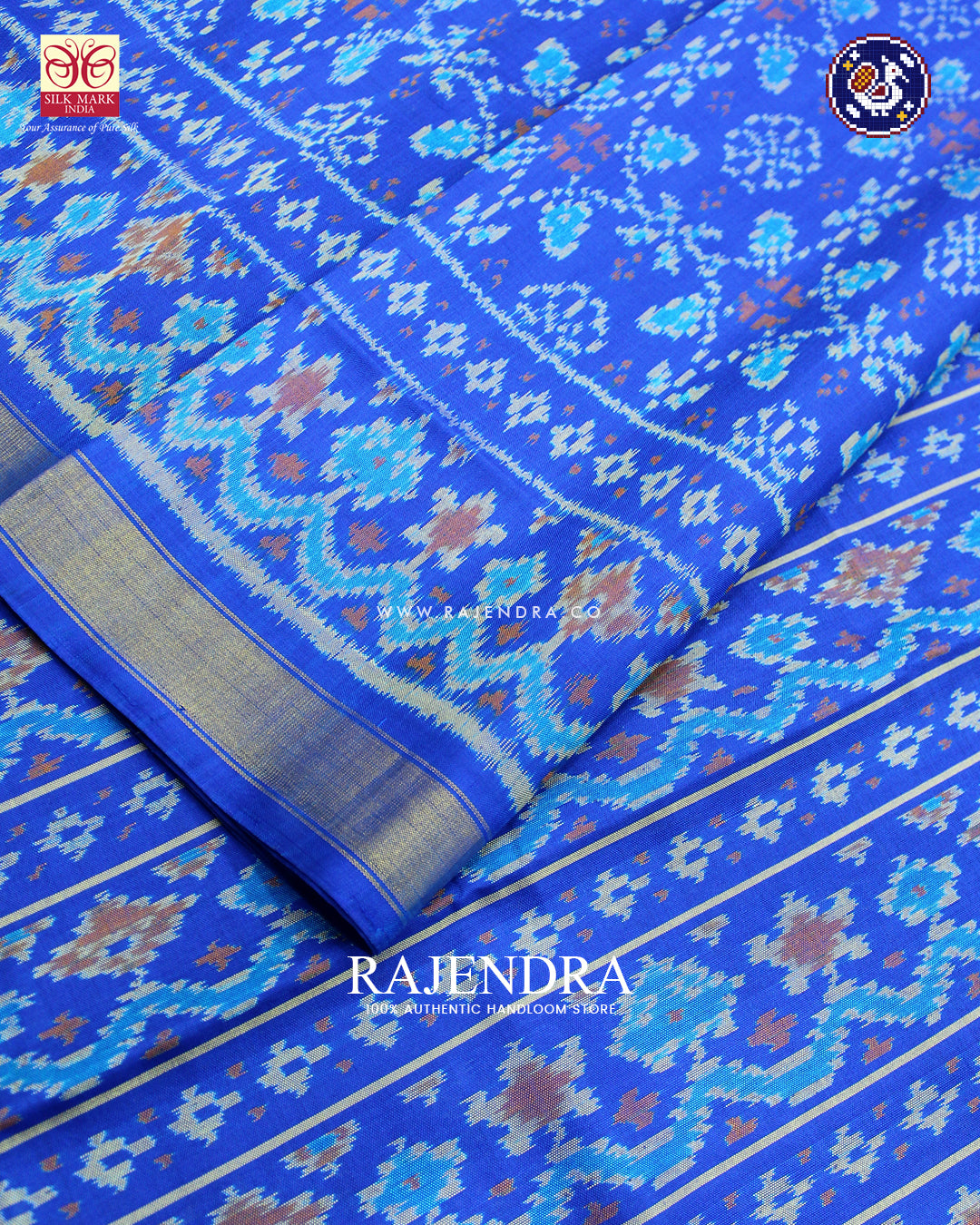 Traditional Chabadi Design Blue Rajkot Patola Saree