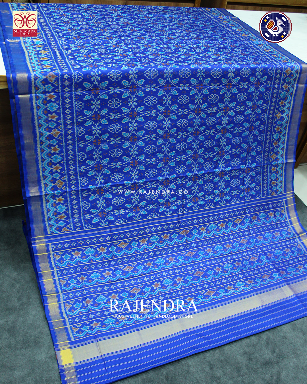 Traditional Chabadi Design Blue Rajkot Patola Saree