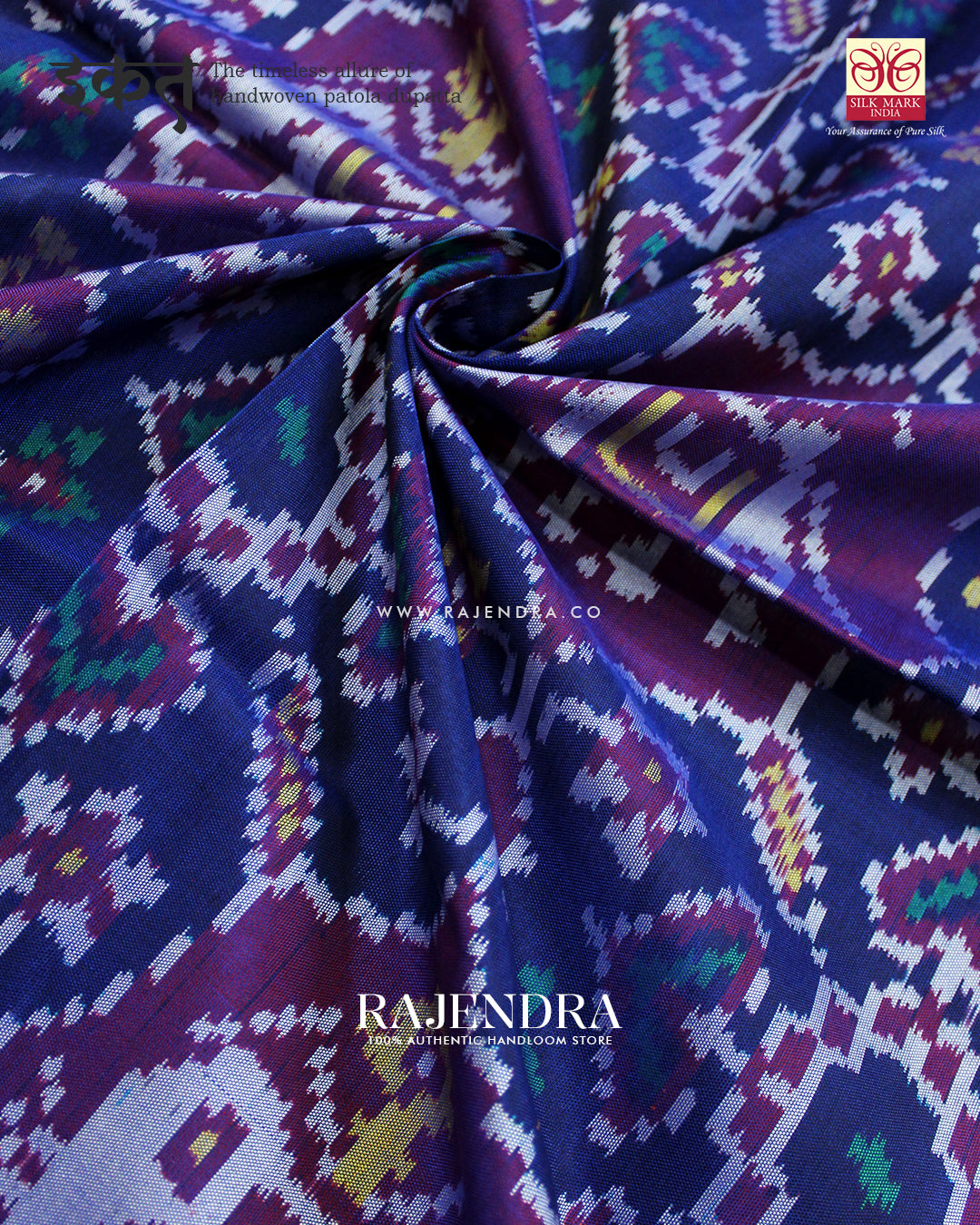 Exclusive Chabadi Hathi Design Magenta Ikat Rajkot Patola Dupatta