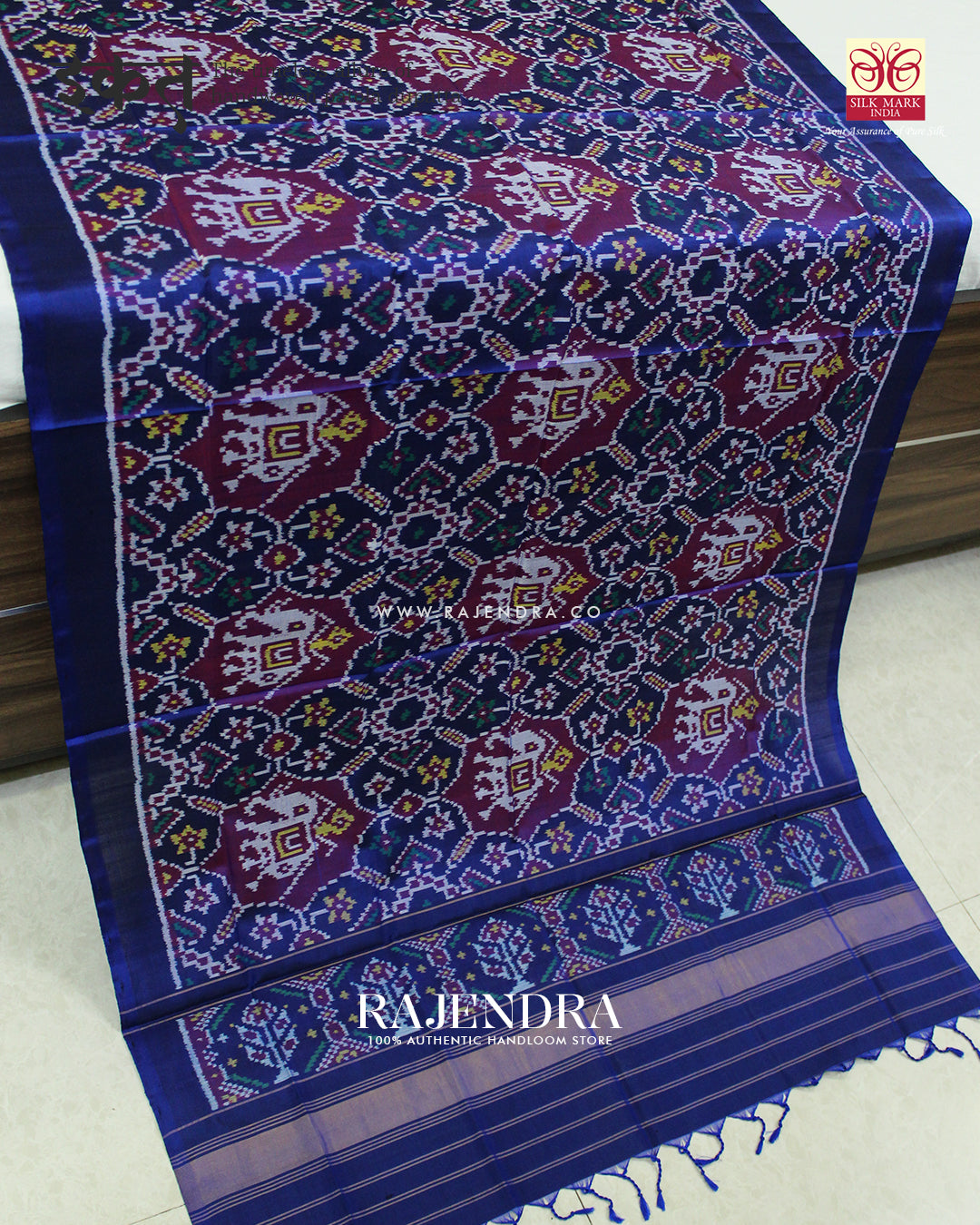 Exclusive Chabadi Hathi Design Magenta Ikat Rajkot Patola Dupatta