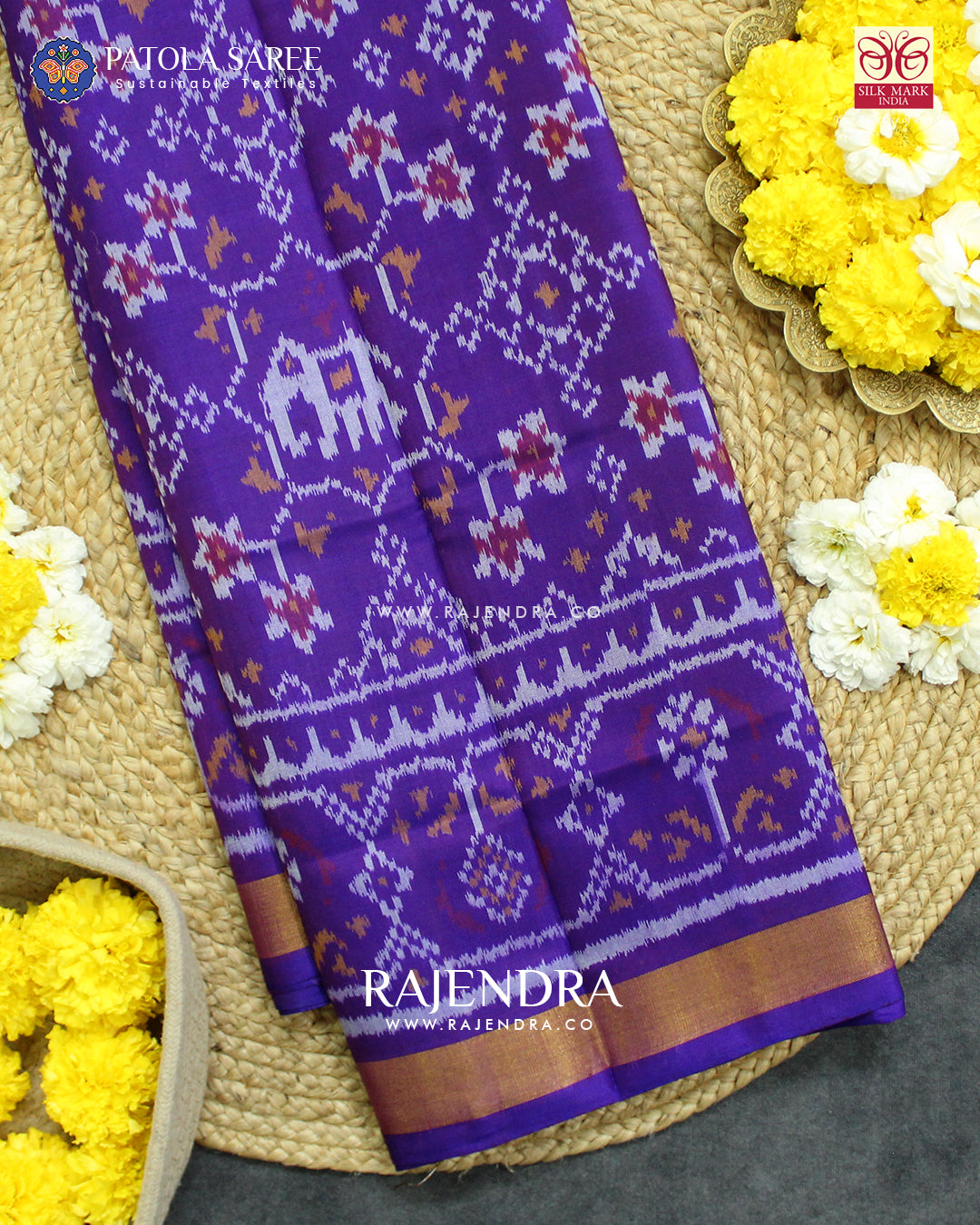Exclusive Chabadi Hathi Purple Single Ikat Rajkot Patola Saree