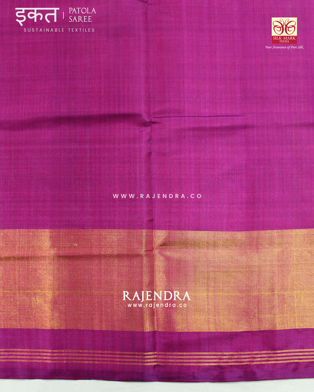 Traditional Chabadi Design Pink and Blue Single Ikat Rajkot Patola Saree