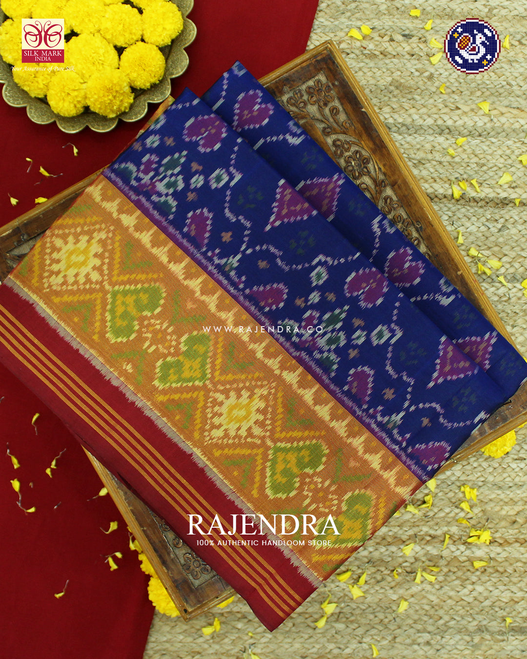 Traditional Chabadi Design Red and Blue Purple Rajkot Patola Saree